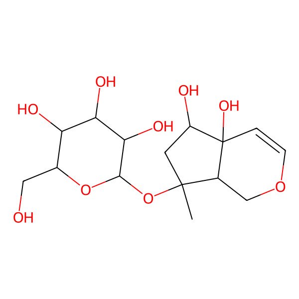 2D Structure of 2-[(4a,5-Dihydroxy-7-methyl-1,5,6,7a-tetrahydrocyclopenta[c]pyran-7-yl)oxy]-6-(hydroxymethyl)oxane-3,4,5-triol