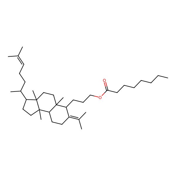 2D Structure of 3-[(3S,3aS,5aS,6S,9aS,9bR)-3-[(1S)-1,5-Dimethyl-4-hexen-1-yl]dodecahydro-3a,5a,9b-trimethyl-7-(1-methylethylidene)-1H-benz[e]inden-6-yl]propyl octanoate