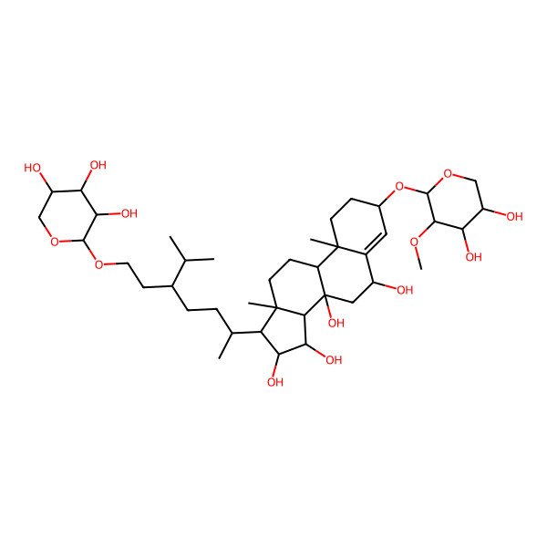 2D Structure of 3-(4,5-Dihydroxy-3-methoxyoxan-2-yl)oxy-10,13-dimethyl-17-[6-methyl-5-[2-(3,4,5-trihydroxyoxan-2-yl)oxyethyl]heptan-2-yl]-1,2,3,6,7,9,11,12,14,15,16,17-dodecahydrocyclopenta[a]phenanthrene-6,8,15,16-tetrol
