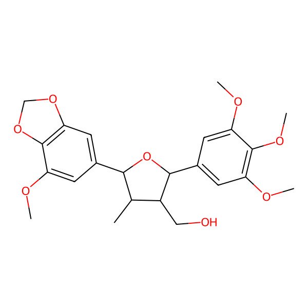 2D Structure of [(2R,3R,4S,5S)-5-(7-methoxy-1,3-benzodioxol-5-yl)-4-methyl-2-(3,4,5-trimethoxyphenyl)oxolan-3-yl]methanol