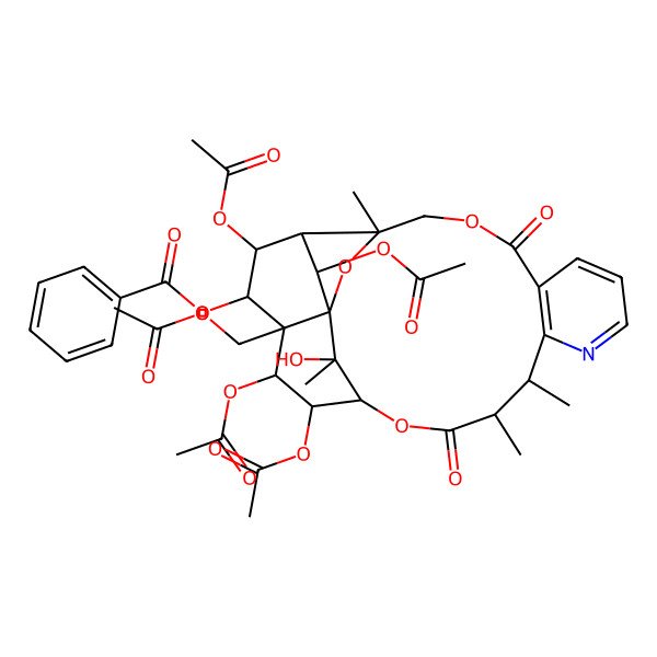 2D Structure of [(1S,3R,13S,14S,17S,18R,19R,20R,21S,22R,23R,24R,25S)-18,19,22,24-tetraacetyloxy-20-(acetyloxymethyl)-25-hydroxy-3,13,14,25-tetramethyl-6,15-dioxo-2,5,16-trioxa-11-azapentacyclo[15.7.1.01,20.03,23.07,12]pentacosa-7(12),8,10-trien-21-yl] benzoate