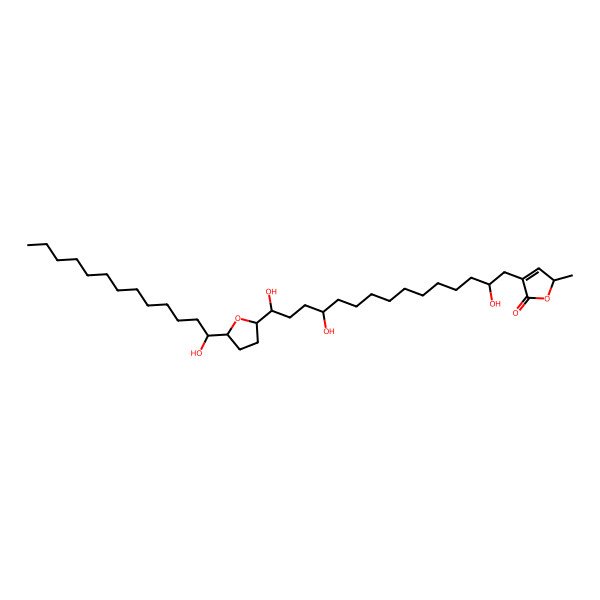 2D Structure of (2S)-2-methyl-4-[(2R,12S,15R)-2,12,15-trihydroxy-15-[(5R)-5-[(1S)-1-hydroxytridecyl]oxolan-2-yl]pentadecyl]-2H-furan-5-one