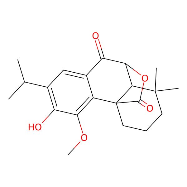 2D Structure of 4-Hydroxy-3-methoxy-11,11-dimethyl-5-propan-2-yl-16-oxatetracyclo[7.5.2.01,10.02,7]hexadeca-2,4,6-triene-8,15-dione