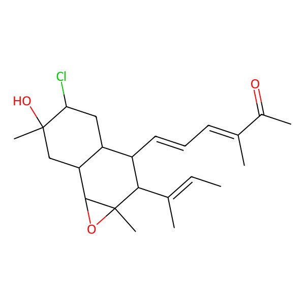 2D Structure of 6-(2-But-2-en-2-yl-5-chloro-6-hydroxy-1a,6-dimethyl-2,3,3a,4,5,7,7a,7b-octahydronaphtho[1,2-b]oxiren-3-yl)-3-methylhexa-3,5-dien-2-one