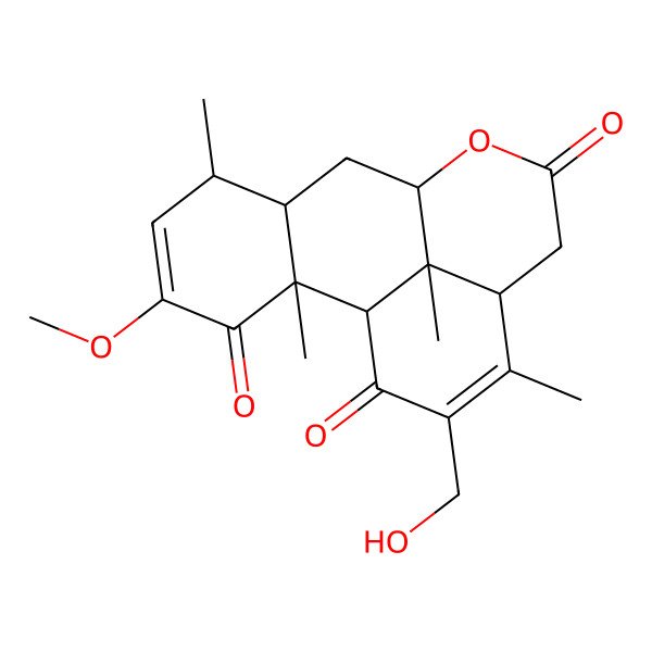 2D Structure of (1S,2S,6S,7S,9R,13S,17S)-15-(hydroxymethyl)-4-methoxy-2,6,14,17-tetramethyl-10-oxatetracyclo[7.7.1.02,7.013,17]heptadeca-4,14-diene-3,11,16-trione