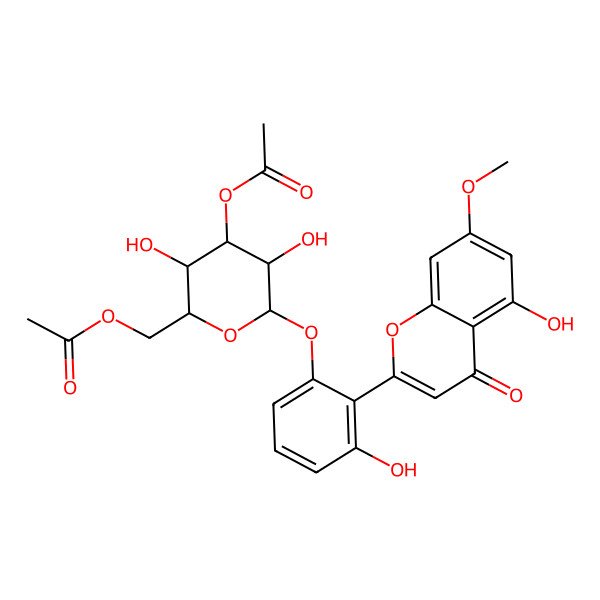 2D Structure of [(2R,3R,4S,5R,6S)-4-acetyloxy-3,5-dihydroxy-6-[3-hydroxy-2-(5-hydroxy-7-methoxy-4-oxochromen-2-yl)phenoxy]oxan-2-yl]methyl acetate