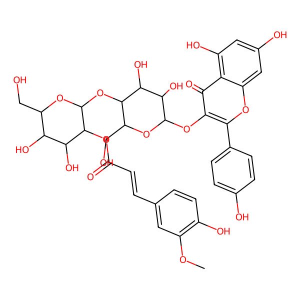 2D Structure of [(2R,3R,4S,5R,6R)-2-[(2S,3R,4S,5R,6R)-6-[5,7-dihydroxy-2-(4-hydroxyphenyl)-4-oxochromen-3-yl]oxy-4,5-dihydroxy-2-(hydroxymethyl)oxan-3-yl]oxy-4,5-dihydroxy-6-(hydroxymethyl)oxan-3-yl] (E)-3-(4-hydroxy-3-methoxyphenyl)prop-2-enoate