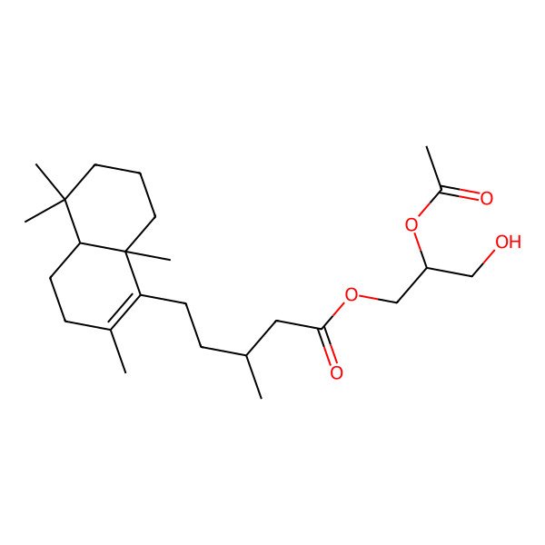 2D Structure of (2-Acetyloxy-3-hydroxypropyl) 5-(2,5,5,8a-tetramethyl-3,4,4a,6,7,8-hexahydronaphthalen-1-yl)-3-methylpentanoate