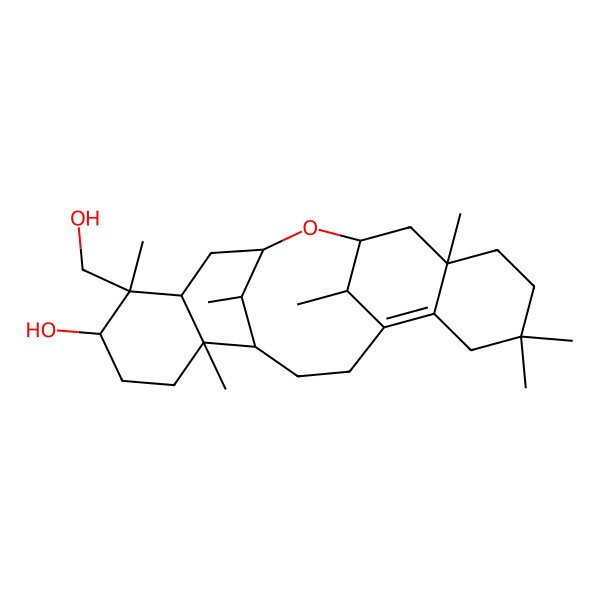2D Structure of 6-(Hydroxymethyl)-6,10,17,17,20,22,23-heptamethyl-2-oxapentacyclo[12.7.1.13,11.05,10.015,20]tricos-14-en-7-ol