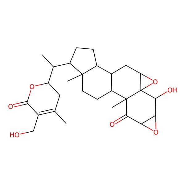 2D Structure of 7-Hydroxy-16-[1-[5-(hydroxymethyl)-4-methyl-6-oxo-2,3-dihydropyran-2-yl]ethyl]-2,17-dimethyl-5,9-dioxahexacyclo[10.7.0.02,8.04,6.08,10.013,17]nonadecan-3-one