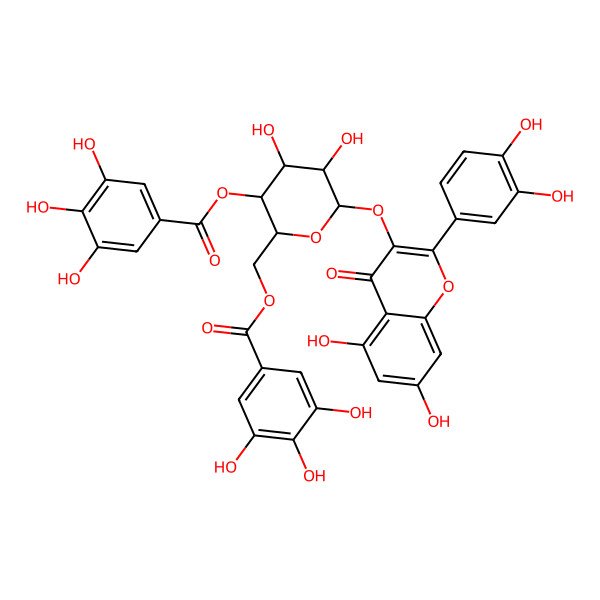 2D Structure of [6-[2-(3,4-Dihydroxyphenyl)-5,7-dihydroxy-4-oxochromen-3-yl]oxy-4,5-dihydroxy-3-(3,4,5-trihydroxybenzoyl)oxyoxan-2-yl]methyl 3,4,5-trihydroxybenzoate