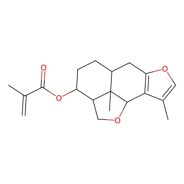 2D Structure of (3,15-Dimethyl-5,14-dioxatetracyclo[6.6.1.02,6.012,15]pentadeca-2(6),3-dien-11-yl) 2-methylprop-2-enoate
