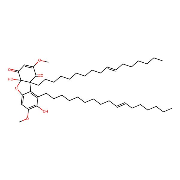 2D Structure of 9,9b-Bis(heptadec-10-enyl)-4a,8-dihydroxy-2,7-dimethoxydibenzofuran-1,4-dione