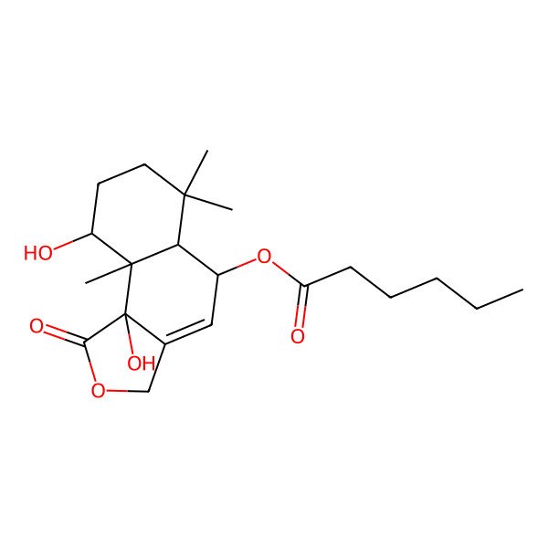 2D Structure of (9,9b-Dihydroxy-6,6,9a-trimethyl-1-oxo-3,5,5a,7,8,9-hexahydrobenzo[e][2]benzofuran-5-yl) hexanoate