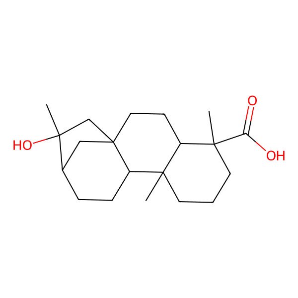 2D Structure of (1S,4S,5R,9R,10S,13R,14R)-14-hydroxy-5,9,14-trimethyltetracyclo[11.2.1.01,10.04,9]hexadecane-5-carboxylic acid