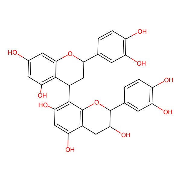 2D Structure of (2R,3S)-2-(3,4-dihydroxyphenyl)-8-[(2S,4S)-2-(3,4-dihydroxyphenyl)-5,7-dihydroxy-3,4-dihydro-2H-chromen-4-yl]-3,4-dihydro-2H-chromene-3,5,7-triol