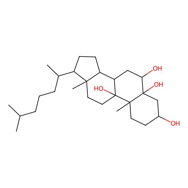 2D Structure of (3S,5R,6R,8S,9R,10R,13R,14S,17R)-10,13-dimethyl-17-[(2R)-6-methylheptan-2-yl]-2,3,4,6,7,8,11,12,14,15,16,17-dodecahydro-1H-cyclopenta[a]phenanthrene-3,5,6,9-tetrol