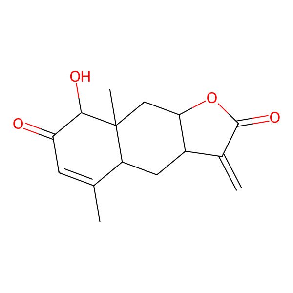 2D Structure of (3aR,4aS,8R,8aR,9aS)-8-hydroxy-5,8a-dimethyl-3-methylidene-3a,4,4a,8,9,9a-hexahydrobenzo[f][1]benzofuran-2,7-dione