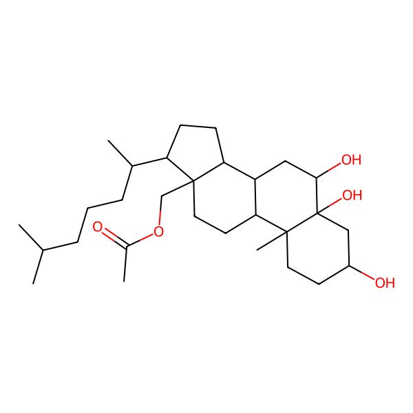 2D Structure of [3,5,6-Trihydroxy-10-methyl-17-(6-methylheptan-2-yl)-1,2,3,4,6,7,8,9,11,12,14,15,16,17-tetradecahydrocyclopenta[a]phenanthren-13-yl]methyl acetate