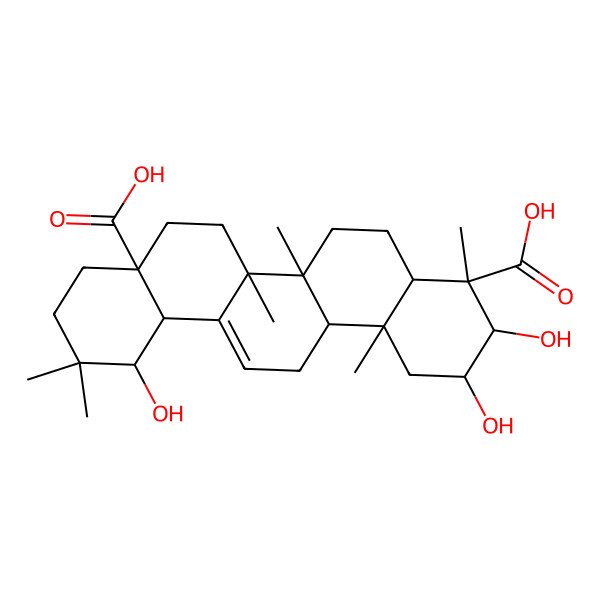 2D Structure of (2R,3R,4R,4Ar,6aR,6bS,8aR,12S,12aS,14aR,14bR)-2,3,12-trihydroxy-4,6a,6b,11,11,14b-hexamethyl-1,2,3,4a,5,6,7,8,9,10,12,12a,14,14a-tetradecahydropicene-4,8a-dicarboxylic acid 2D Structure of (2R,3R,4R,4Ar,6aR,6bS,8aR,12S,12aS,14aR,14bR)-2,3,12-trihydroxy-4,6a,6b,11,11,14b-hexamethyl-1,2,3,4a,5,6,7,8,9,10,12,12a,14,14a-tetradecahydropicene-4,8a-dicarboxylic acid