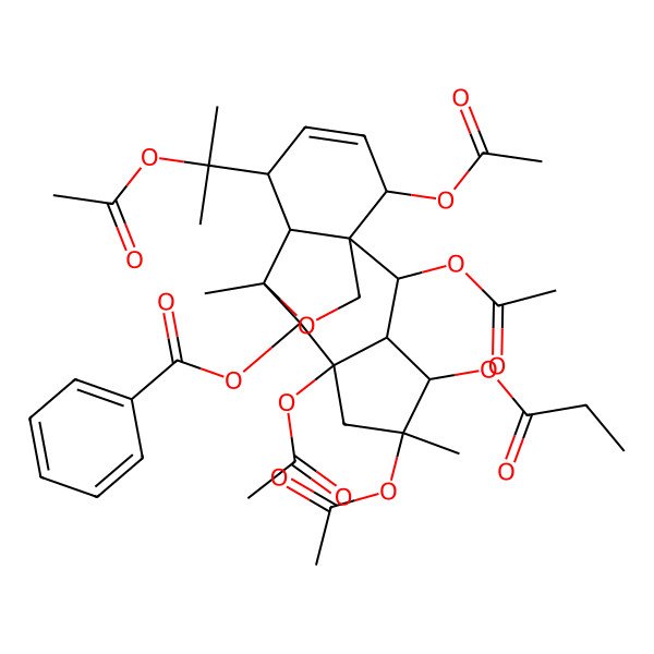 2D Structure of [2,5,7,14-Tetraacetyloxy-11-(2-acetyloxypropan-2-yl)-5,9-dimethyl-4-propanoyloxy-16-oxatetracyclo[7.5.2.01,10.03,7]hexadec-12-en-8-yl] benzoate
