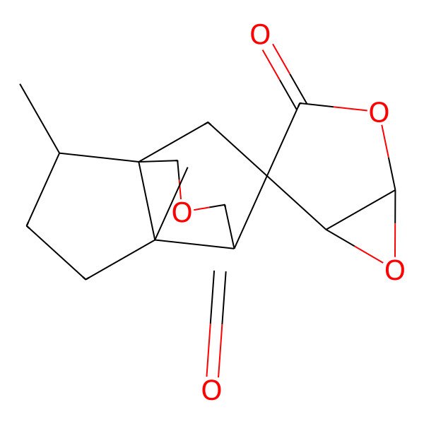 2D Structure of (1R,1'R,2'R,4R,5S,5'S,6'S)-2',5'-dimethylspiro[2,6-dioxabicyclo[3.1.0]hexane-4,11'-8-oxatricyclo[4.3.2.01,5]undecane]-3,7'-dione