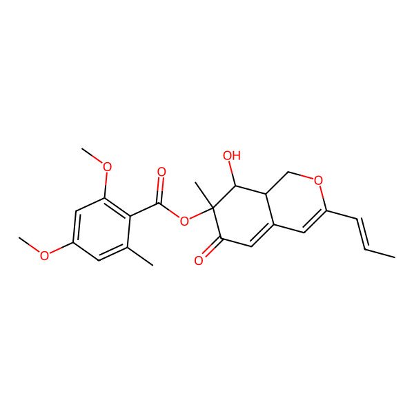 2D Structure of (8-hydroxy-7-methyl-6-oxo-3-prop-1-enyl-8,8a-dihydro-1H-isochromen-7-yl) 2,4-dimethoxy-6-methylbenzoate