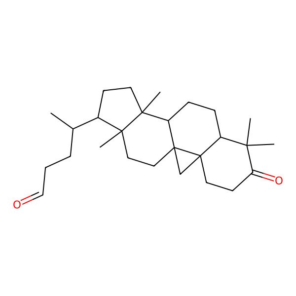 2D Structure of (4R)-4-[(1S,3R,8R,11S,12S,15R,16R)-7,7,12,16-tetramethyl-6-oxo-15-pentacyclo[9.7.0.01,3.03,8.012,16]octadecanyl]pentanal