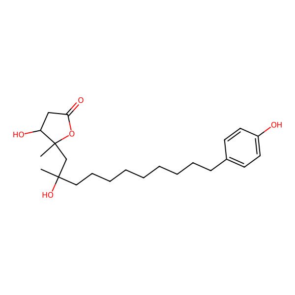 2D Structure of (3S,4S,6R)-3,4,6,19-Tetrahydroxy-4,6-dimethyl-16,21-cyclo-16(21),17,19-henicosatrienoic acid gamma-lactone