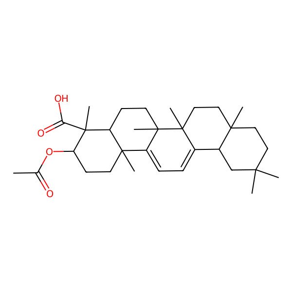2D Structure of 3-Acetyloxy-4,6a,6b,8a,11,11,14b-heptamethyl-1,2,3,4a,5,6,7,8,9,10,12,12a-dodecahydropicene-4-carboxylic acid