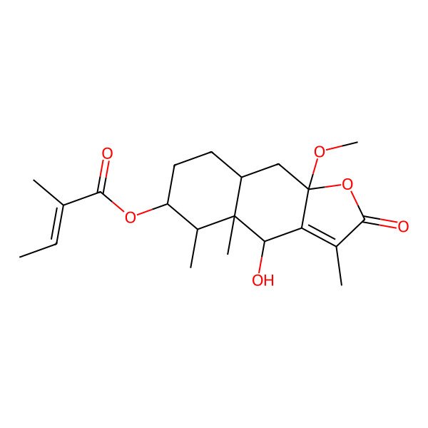 2D Structure of [(4R,4aS,5R,6S,8aR,9aS)-4-hydroxy-9a-methoxy-3,4a,5-trimethyl-2-oxo-5,6,7,8,8a,9-hexahydro-4H-benzo[f][1]benzofuran-6-yl] 2-methylbut-2-enoate