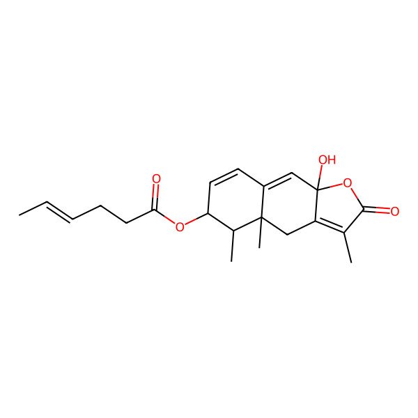 2D Structure of (9a-hydroxy-3,4a,5-trimethyl-2-oxo-5,6-dihydro-4H-benzo[f][1]benzofuran-6-yl) hex-4-enoate