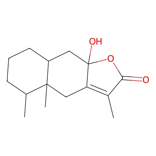 2D Structure of 9a-hydroxy-3,4a,5-trimethyl-5,6,7,8,8a,9-hexahydro-4H-benzo[f][1]benzofuran-2-one