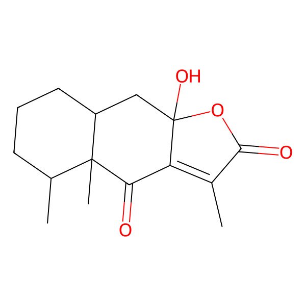 2D Structure of 9a-Hydroxy-3,4a,5-trimethyl-5,6,7,8,8a,9-hexahydrobenzo[f][1]benzofuran-2,4-dione