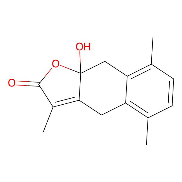 2D Structure of 9a-Hydroxy-3,5,8-trimethyl-4,9-dihydrobenzo[f][1]benzofuran-2-one