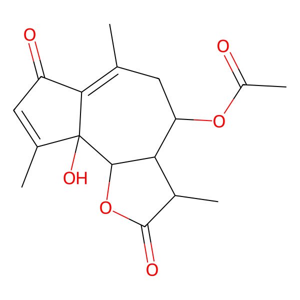 2D Structure of (9a-hydroxy-3,6,9-trimethyl-2,7-dioxo-3a,4,5,9b-tetrahydro-3H-azuleno[4,5-b]furan-4-yl) acetate