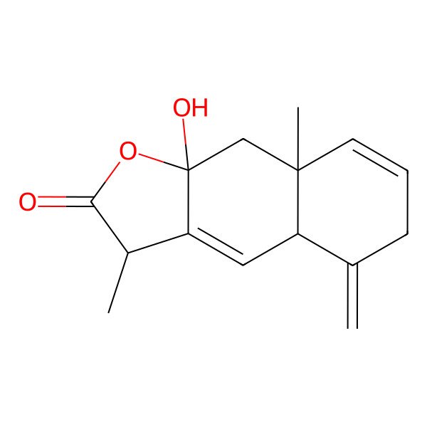 2D Structure of 9a-Hydroxy-3,8a-dimethyl-5-methylidene-3,4a,6,9-tetrahydrobenzo[f][1]benzofuran-2-one