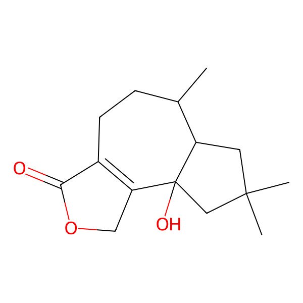 2D Structure of 9a-hydroxy-6,8,8-trimethyl-4,5,6,6a,7,9-hexahydro-1H-azuleno[4,5-c]furan-3-one