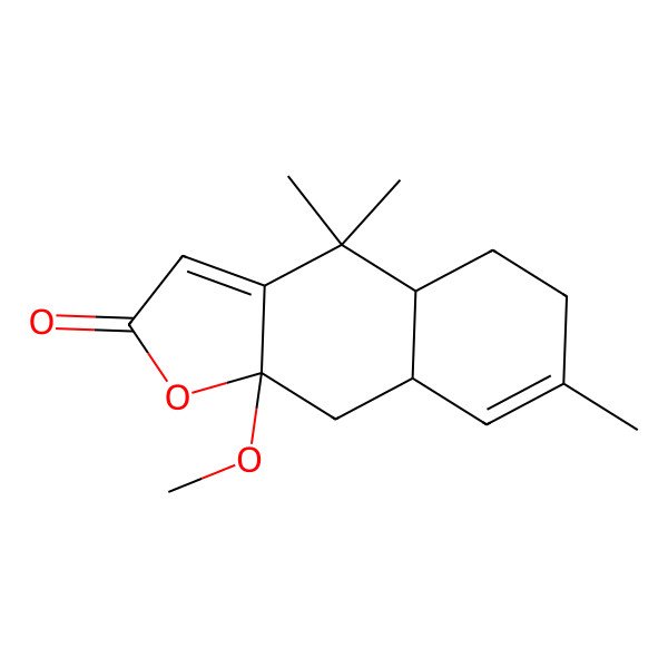 2D Structure of 9a-methoxy-4,4,7-trimethyl-5,6,8a,9-tetrahydro-4aH-benzo[f][1]benzofuran-2-one