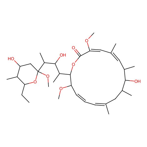 2D Structure of 16-[4-(6-Ethyl-4-hydroxy-2-methoxy-5-methyloxan-2-yl)-3-hydroxypentan-2-yl]-8-hydroxy-3,15-dimethoxy-5,7,9,11-tetramethyl-1-oxacyclohexadeca-3,5,11,13-tetraen-2-one