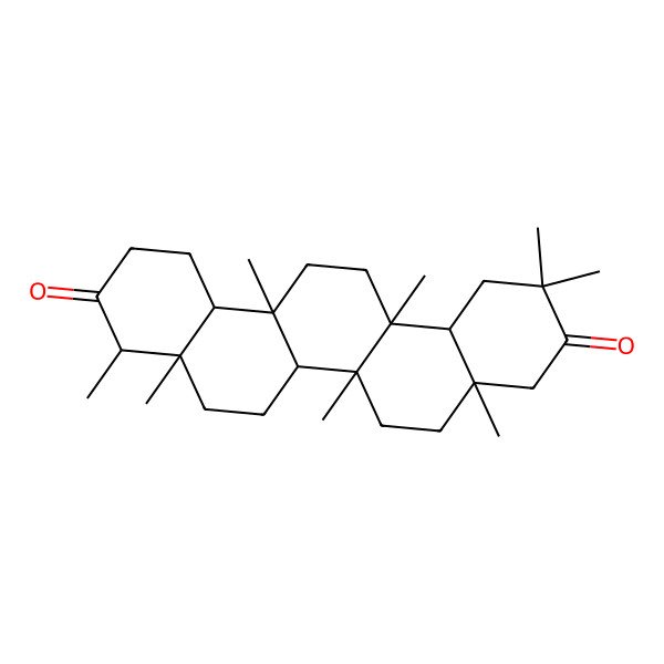2D Structure of (4R,4aS,6aR,6aS,6bR,8aS,12aR,14aS,14bR)-4,4a,6a,6b,8a,11,11,14a-octamethyl-1,2,4,5,6,6a,7,8,9,12,12a,13,14,14b-tetradecahydropicene-3,10-dione