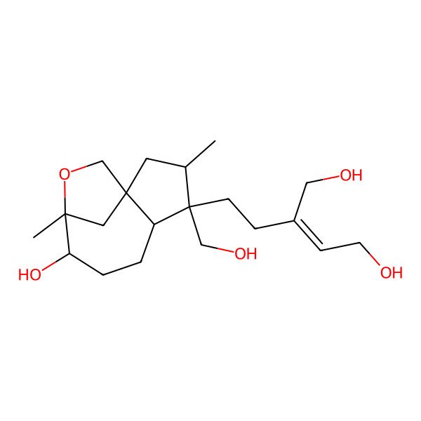 2D Structure of 2-[2-[8-Hydroxy-4-(hydroxymethyl)-3,9-dimethyl-10-oxatricyclo[7.2.1.01,5]dodecan-4-yl]ethyl]but-2-ene-1,4-diol