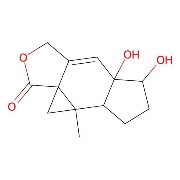 2D Structure of 9a,10a,13-Trihydroxymarasm-7-en-5-oic ac