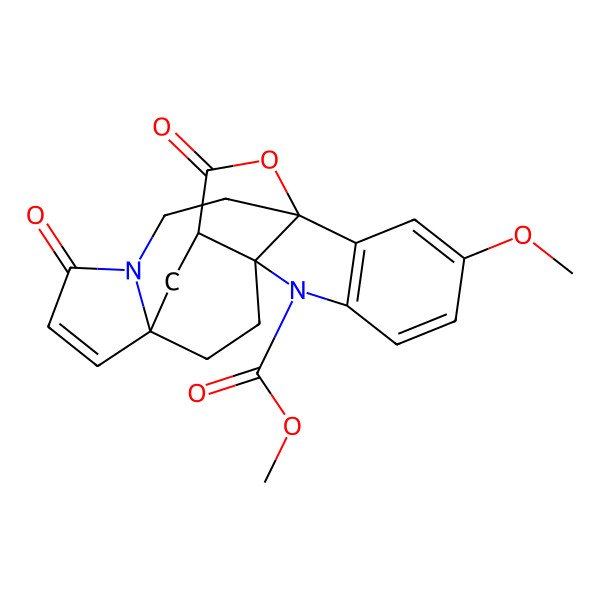 2D Structure of methyl (1R,9R,12R,21R)-4-methoxy-15,20-dioxo-19-oxa-8,16-diazahexacyclo[10.6.4.01,9.02,7.09,21.012,16]docosa-2(7),3,5,13-tetraene-8-carboxylate
