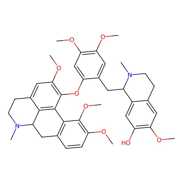 2D Structure of 1-[[4,5-dimethoxy-2-[(2,10,11-trimethoxy-6-methyl-5,6,6a,7-tetrahydro-4H-dibenzo[de,g]quinolin-1-yl)oxy]phenyl]methyl]-6-methoxy-2-methyl-3,4-dihydro-1H-isoquinolin-7-ol