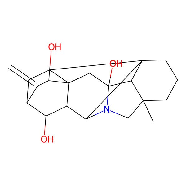 2D Structure of (1R,5R,8R,9S,10R,11S,13R,14S,16R,17R,18S)-5-methyl-12-methylidene-7-azaheptacyclo[9.6.2.01,8.05,17.07,16.09,14.014,18]nonadecane-10,13,16-triol