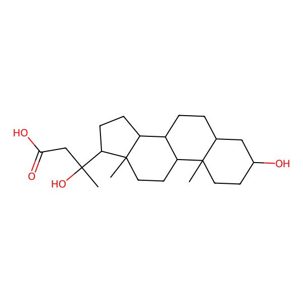 2D Structure of (3R)-3-hydroxy-3-[(3S,5R,8R,9S,10S,13S,14S,17S)-3-hydroxy-10,13-dimethyl-2,3,4,5,6,7,8,9,11,12,14,15,16,17-tetradecahydro-1H-cyclopenta[a]phenanthren-17-yl]butanoic acid