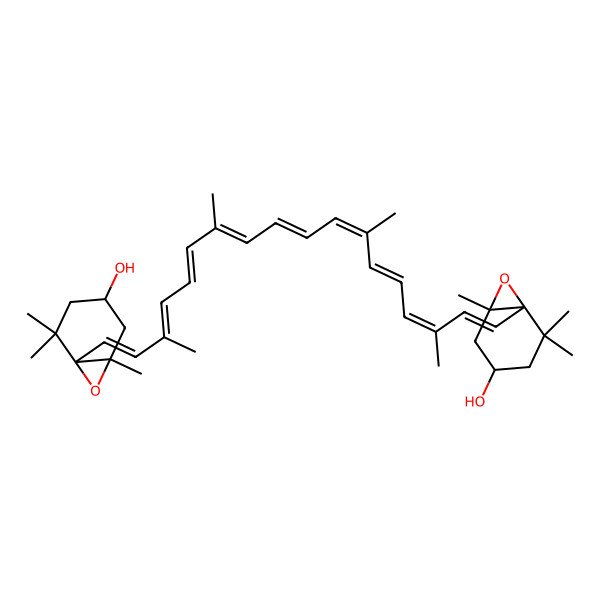 2D Structure of 6-[18-(4-Hydroxy-2,2,6-trimethyl-7-oxabicyclo[4.1.0]heptan-1-yl)-3,7,12,16-tetramethyloctadeca-1,3,5,7,9,11,13,15,17-nonaenyl]-1,5,5-trimethyl-7-oxabicyclo[4.1.0]heptan-3-ol