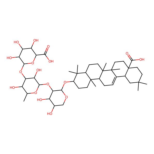 2D Structure of 6-[2-[2-[(8a-Carboxy-4,4,6a,6b,11,11,14b-heptamethyl-1,2,3,4a,5,6,7,8,9,10,12,12a,14,14a-tetradecahydropicen-3-yl)oxy]-4,5-dihydroxyoxan-3-yl]oxy-3,5-dihydroxy-6-methyloxan-4-yl]oxy-3,4,5-trihydroxyoxane-2-carboxylic acid