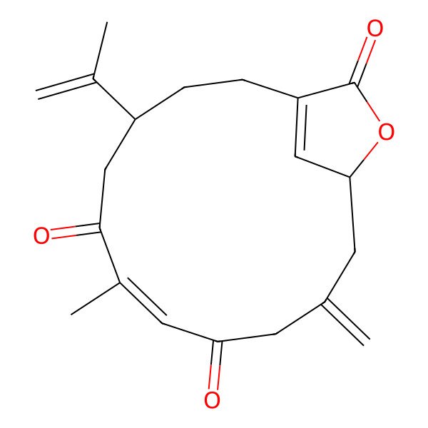 2D Structure of (4R,7Z,13S)-7-methyl-11-methylidene-4-prop-1-en-2-yl-14-oxabicyclo[11.2.1]hexadeca-1(16),7-diene-6,9,15-trione